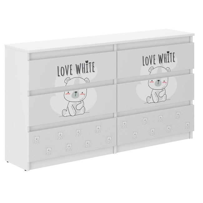 Children's Chest of Drawers R140 30x140X77 cm White Bear