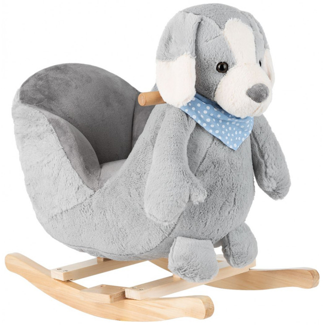 Kikka Boo Plush Rocking Toy with Wooden Base Gray Puppy 31201040004