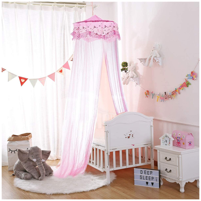 Romantic House Princess Dreamy Canopy, Kids Room Play Tents Baby Anti Mosquito net for Bed, Nursery Canopy Perfect Decoration 2.6m x 11m Pink X000YYMHFV