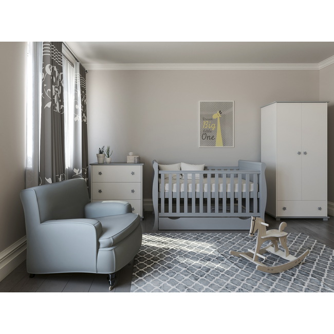 Baby Cradle Scarlet 3 in 1 for mattress 70x140 cm with Drawer Grey