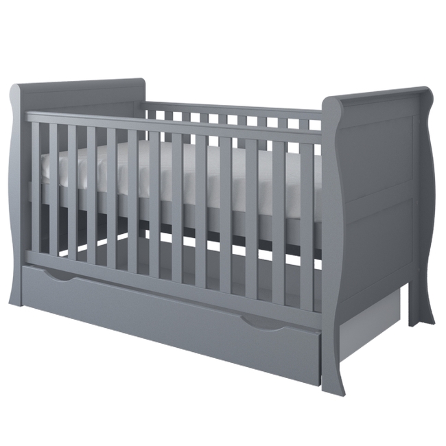 Baby Cradle Scarlet 3 in 1 for mattress 70x140 cm with Drawer Grey