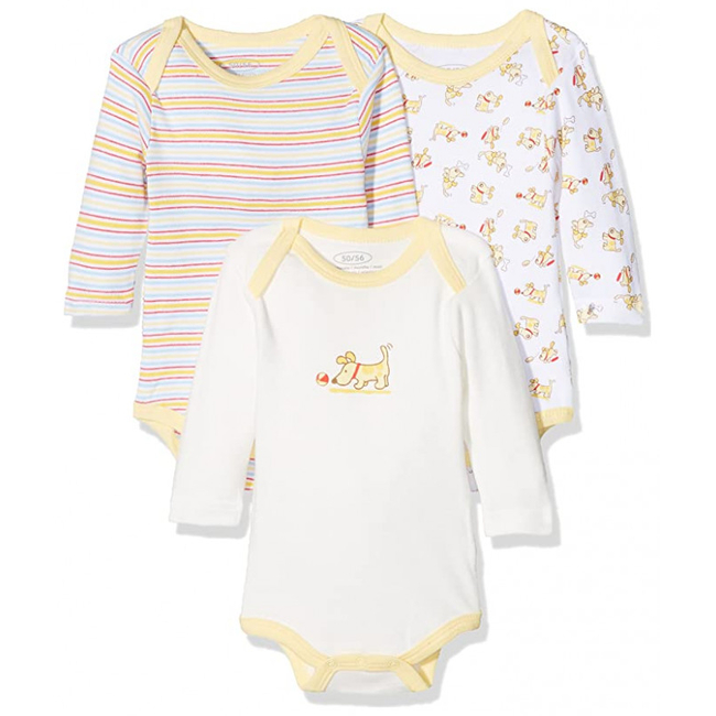 Schnizler Set 3 sq. bodysuits UNISEX 1-2 Years No 86-92 100% Yellow Dog cotton