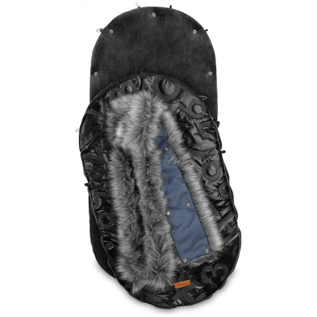 Sensillo Aspen Luxury Fur Footmuff for Baby Stroller 95x45cm Black