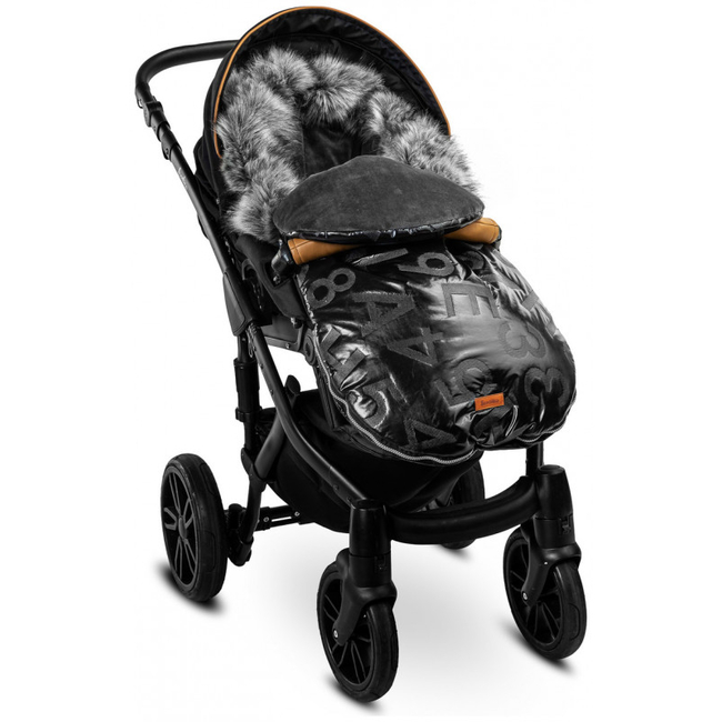 Sensillo Aspen Luxury Fur Footmuff for Baby Stroller 95x45cm Black