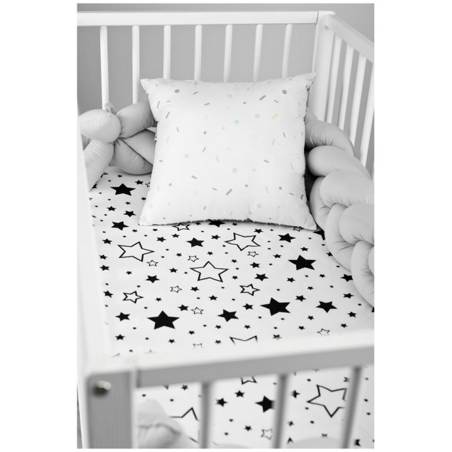 Sensillo Σεντόνι για Κούνια 100% Βαμβάκι 120 x 60 CM - Black Stars (5903076305794)