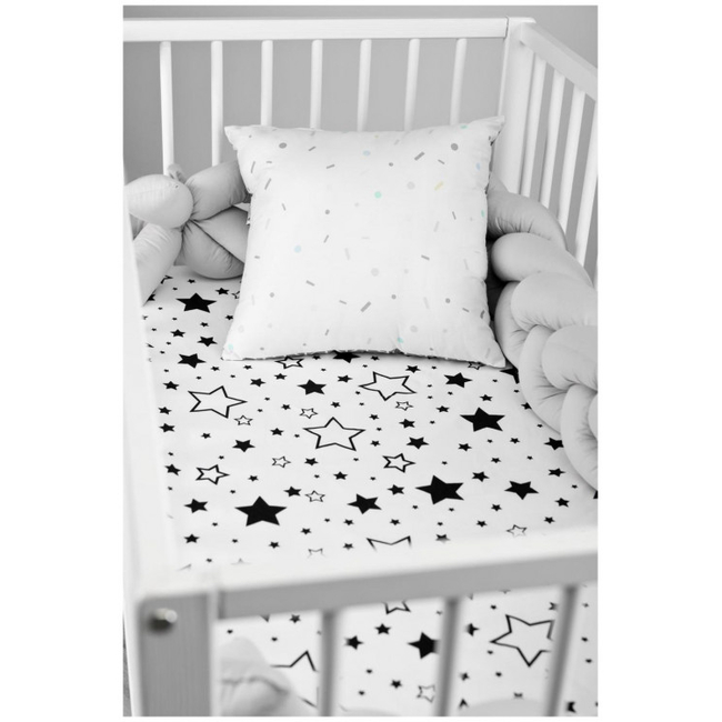 Sensillo Cot/bed Fitted sheet 120 x 60 CM - Black Stars
