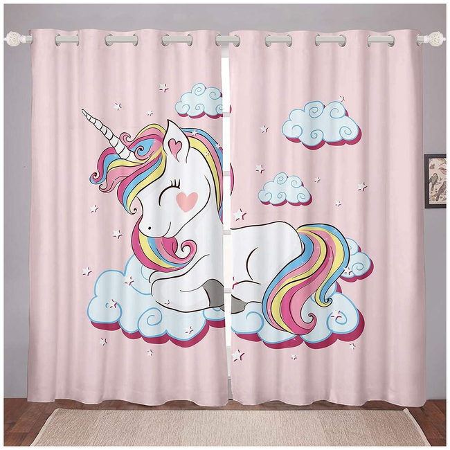 Κουρτίνα Unicorn Με Τρουκς 134x240 Polyester 2τμχ - Pink