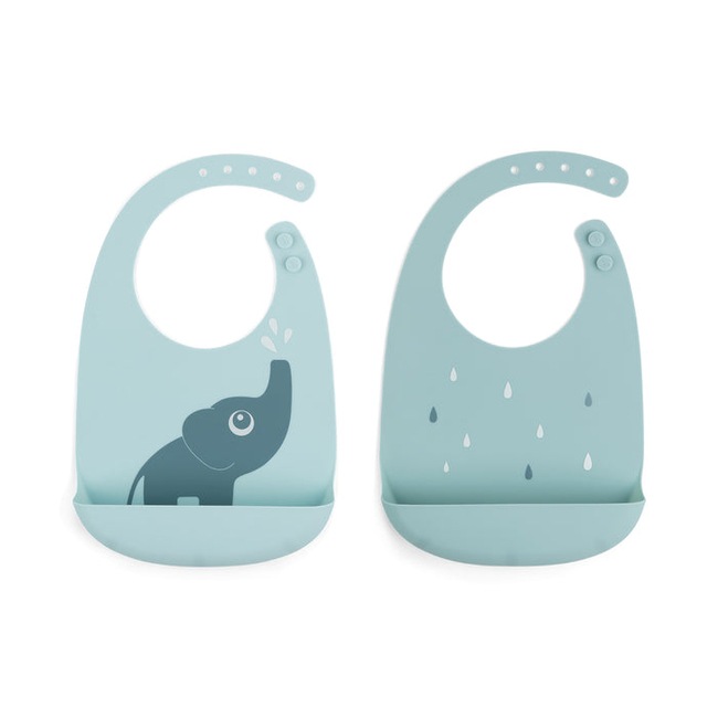 Done By Deer silicone bibs Elphee Blue 27x19x4cm set of 2 pcs