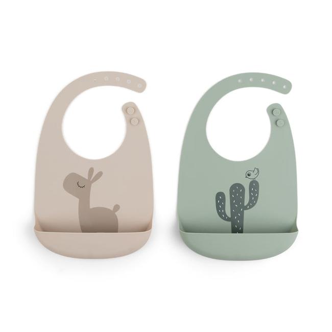 Done By Deer Silicone bibs Lalee Sand green 27x19x4cm set of 2 pcs