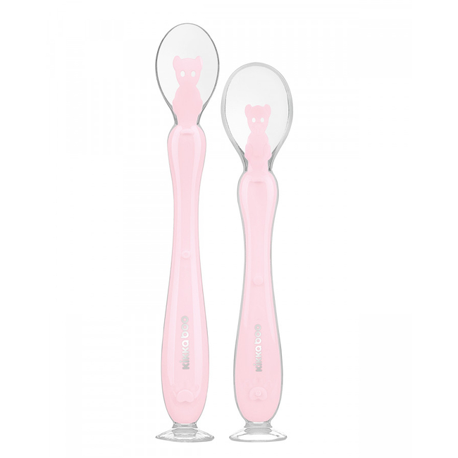 Kikka boo Silicone spoons with suction cup 2pcs Pink (31302040106)