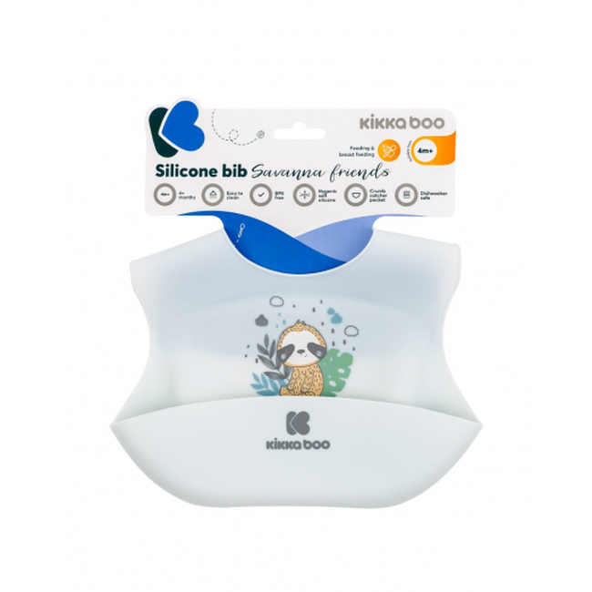 Kikka Boo Silicon Bib Savanna Friends Blue 31303030027