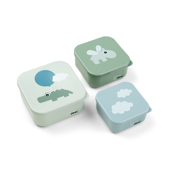 Done By Deer SNACK BOX set of 3 pcs happy clouds green 240 ml 370 ml 540 ml BR77642