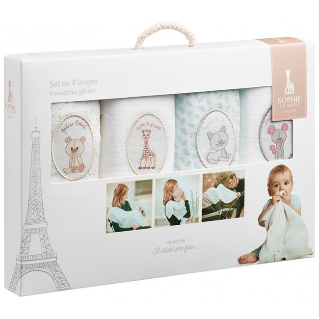 Sophie la girafe Sophie Set 4 muslins 70x70cm in Gift box 850724