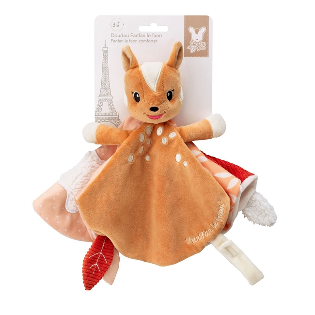 Σόφι καμηλοπάρδαλη – Πανάκι Παρηγοριάς Fan Fan το Ελαφάκι με Υφές & Θέση για Πιπίλα