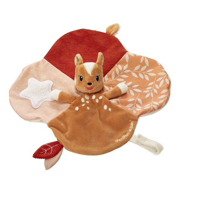 Σόφι καμηλοπάρδαλη – Πανάκι Παρηγοριάς Fan Fan το Ελαφάκι με Υφές & Θέση για Πιπίλα