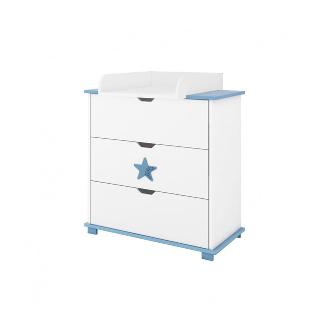 Children's Chest of Drawers Star 80x48x87cm + GIFT Changer White Blue