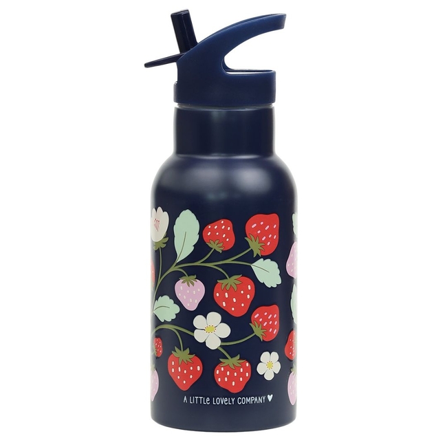 A Little Lovely Company: Stainless Steel Double Wall Bottle 350ml Strawberries DBSSST69