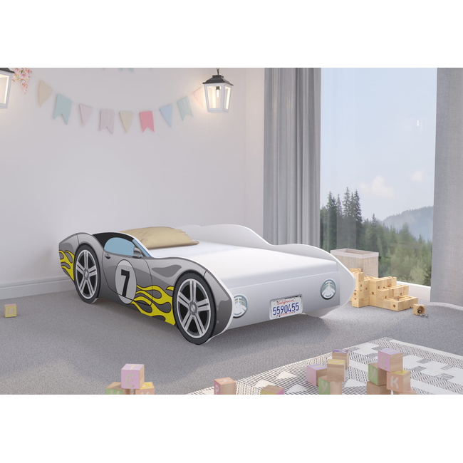 Children's Bed 160 x 80 cm (Gift Mattress) - Grey  Flames Corvette