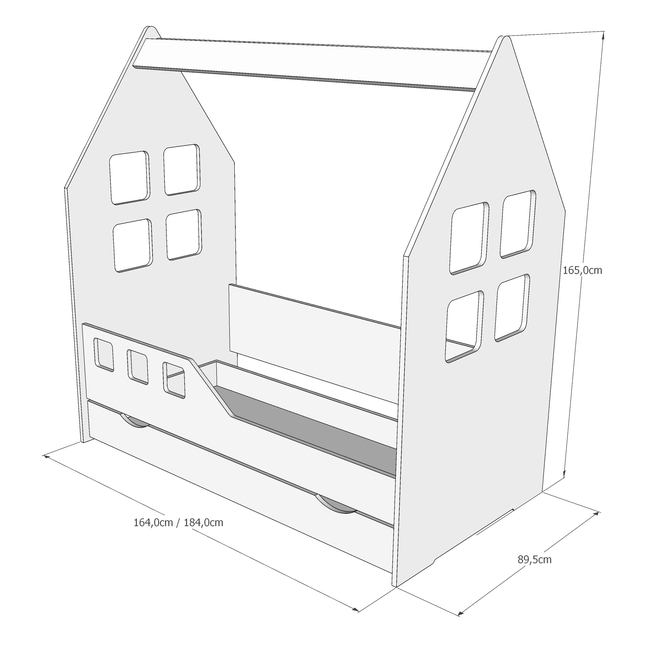 Montessori Olaf Children's Bed with White Oak Drawer