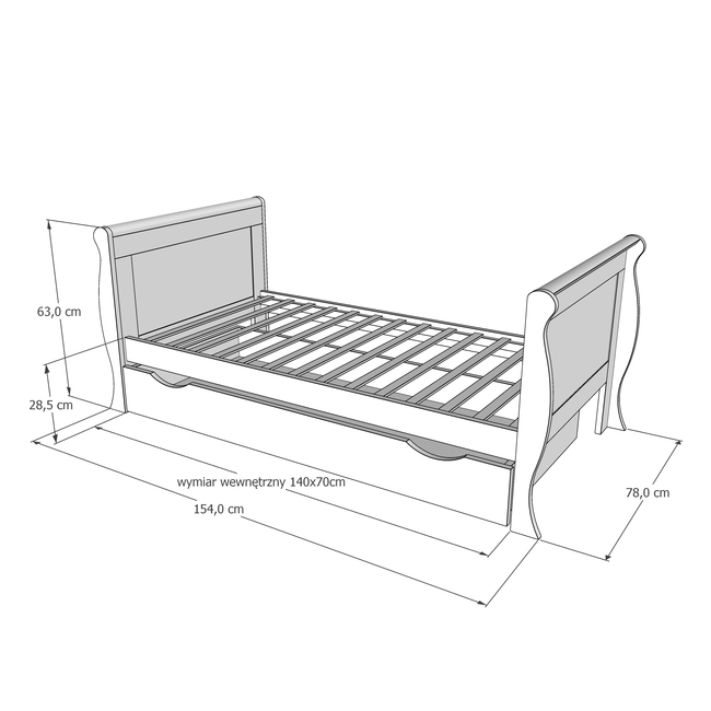 Baby Cradle Scarlet 3 in 1 for mattress 70x140 cm with Drawer White