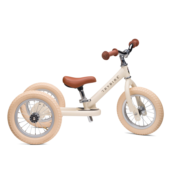 Trybike 2 in 1 Τρίκυκλο που μετατρέπεται σε ποδήλατο ισορροπίας Vintage Κρεμ Ματ