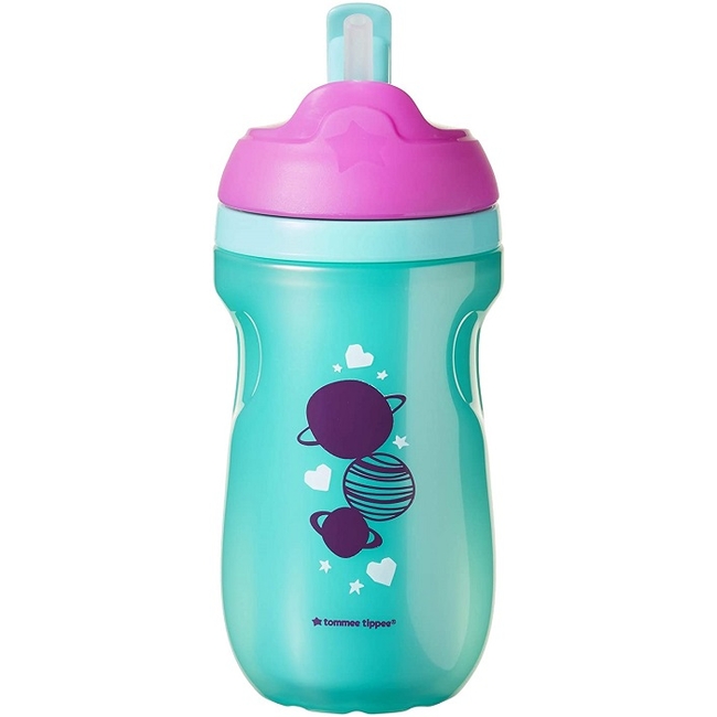 Tommee Tippee Active Straw Cup Εκπαιδευτικό κύπελλο με καλαμάκι 12+ μηνών 260ml (470249) Πράσινο Ροζ