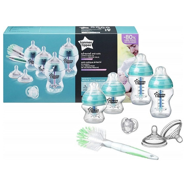 Tommee Tippee Advanced Comfort Vented Bottle Starter Kit 8 Pieces Anti-Colic 42260951