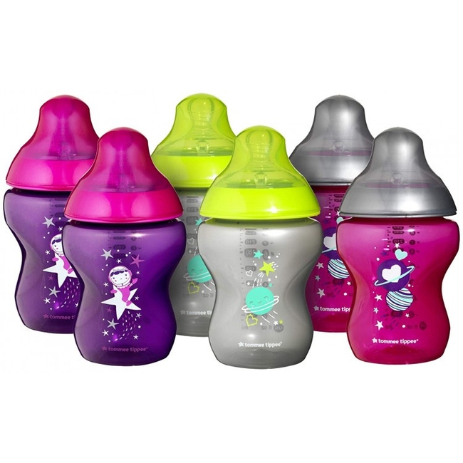 Tommee Tippee Closer Deco Σετ 1+ μηνών Πλαστικά Μπιμπερό 6 Τεμαχίων 260 ml BPA Free - Girl 422720