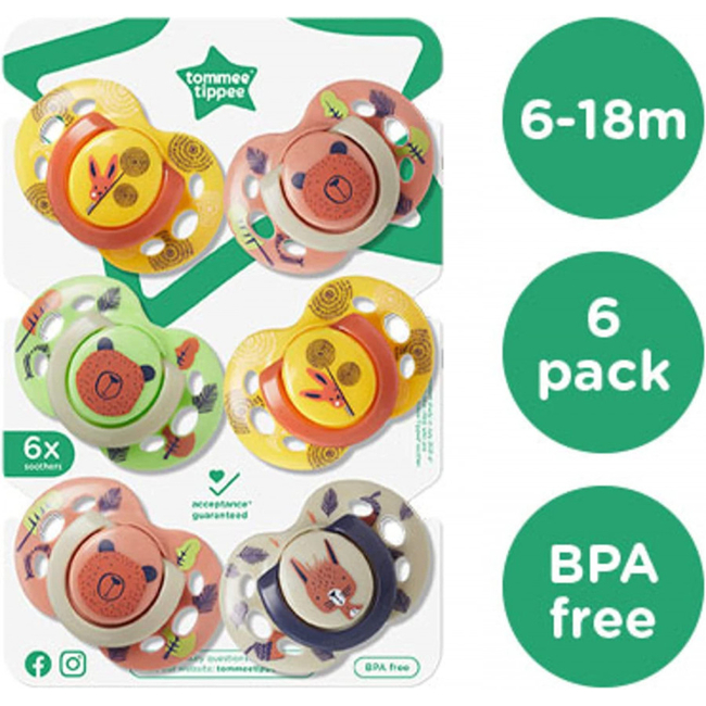 Tommee Tippee Fun Style - Baby Soothers Pack of 6 6-18 months 433549