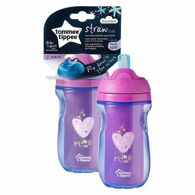 Tommee Tippee Active Straw Cup Εκπαιδευτικό κύπελλο με καλαμάκι 12+ μηνών 260ml (470249) Κορίτσι