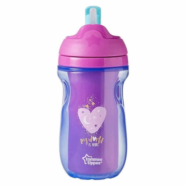 Tommee Tippee Active Straw Cup Εκπαιδευτικό κύπελλο με καλαμάκι 12+ μηνών 260ml (470249) Κορίτσι