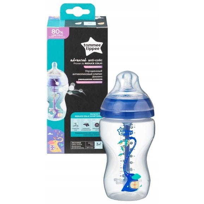 Tommee Tippee Advanced Anti-Colic Baby Bottle Medium Flow 340ml 3m+ Blue Elephant