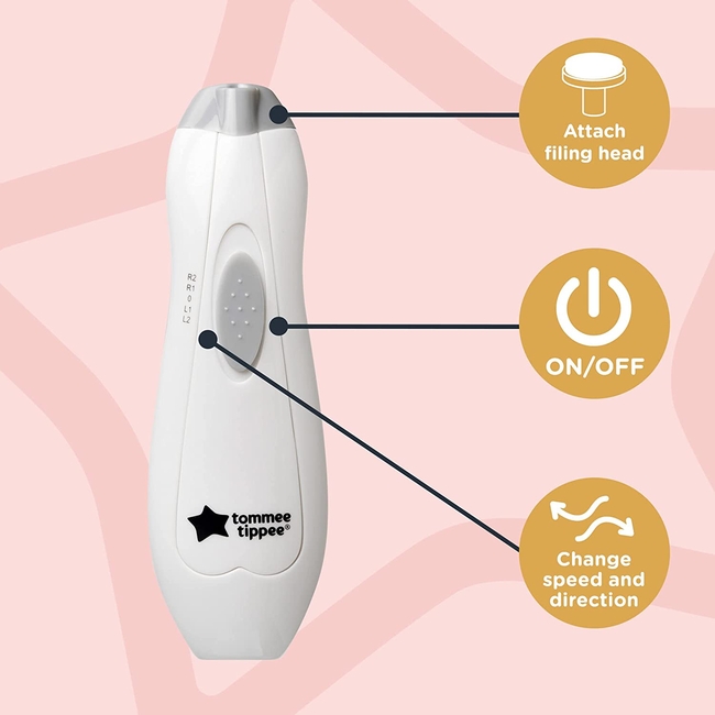 Tommee Tippee Nail Care Ηλεκτρική Λίμα Μωρού με 6 Ανταλλακτικές Κεφαλές