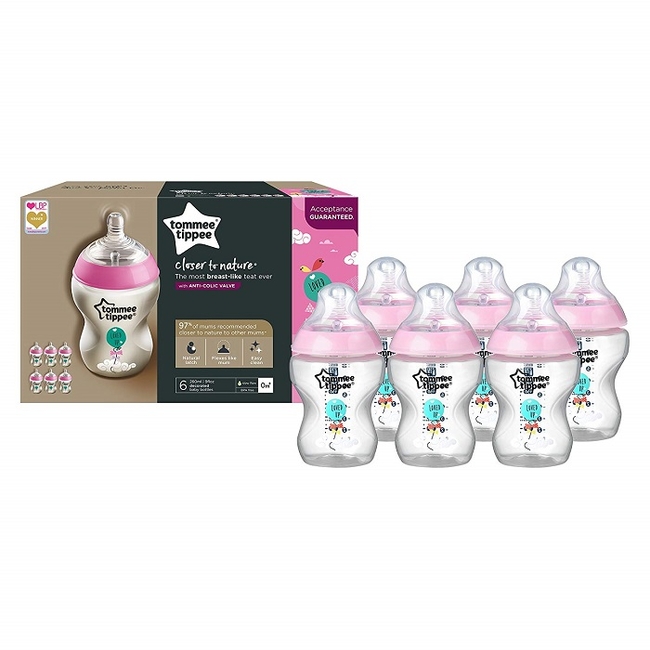 Tommee Tippee Closer To Nature Bottle Set 6 Pieces 260 ml Girl (42256140)