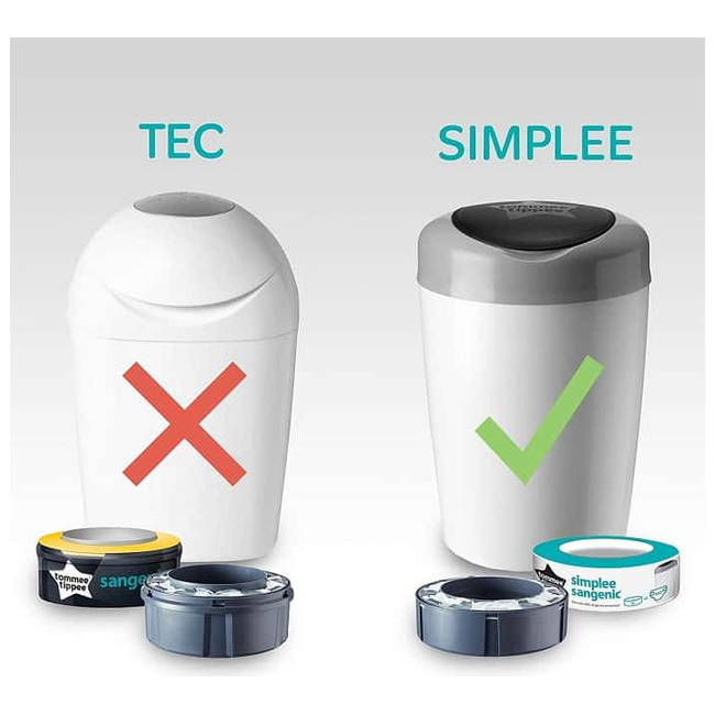 Tommee Tippee Twist and Click Nappy Disposal Bin+ 4 cassetes White 5010415510204