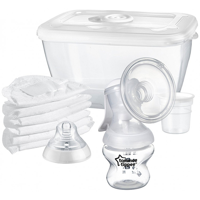 Tommee Tippee Closer to Nature Χειροκίνητο θήλαστρο - Κύπελλo αποθήκευσης γάλακτος - Επιθέματα στήθους 423415