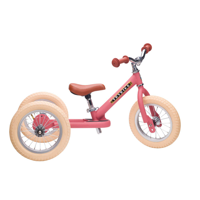 Trybike 2 in 1 Tricycle that converts into a balance bike Vintage Pink Matte