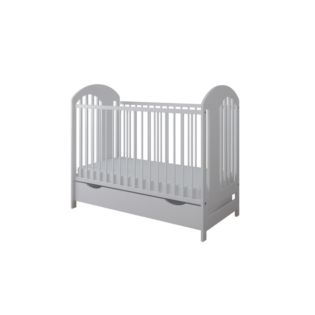 Βρεφική Κούνια Tymon 60x120cm 3ων Επιπέδων (ΔΩΡΟ στρώμα, Συρτάρι) Λευκό