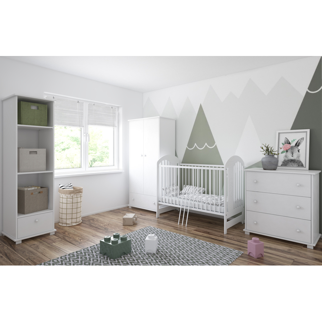 Βρεφική Κούνια Tymon 60x120cm 3ων Επιπέδων (ΔΩΡΟ στρώμα, Συρτάρι) Λευκό