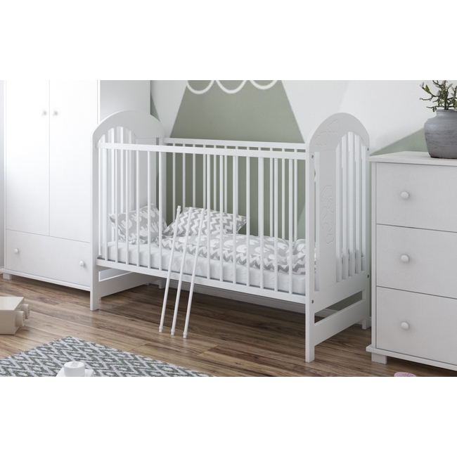 Βρεφική Κούνια Tymon 60x120cm 3ων Επιπέδων (ΔΩΡΟ στρώμα, Συρτάρι) Λευκό