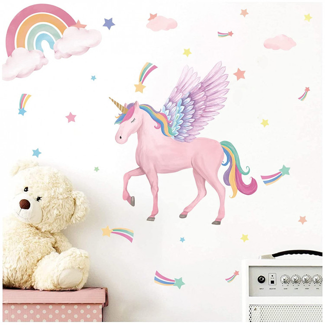 UNICORN Wall Stickers for Children's Room Unicorn with X001K9FJIB wings