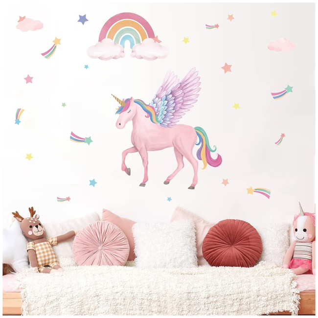 UNICORN Wall Stickers for Children's Room Unicorn with X001K9FJIB wings