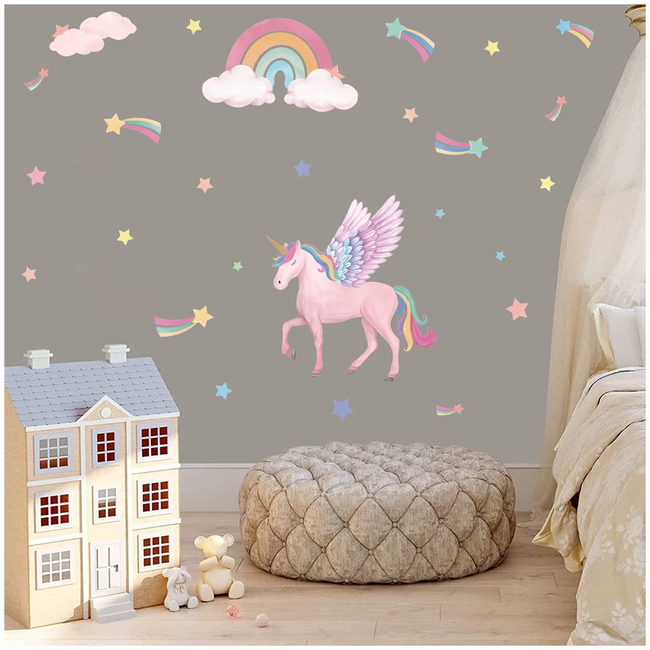 UNICORN Wall Stickers for Children's Room Unicorn with X001K9FJIB wings