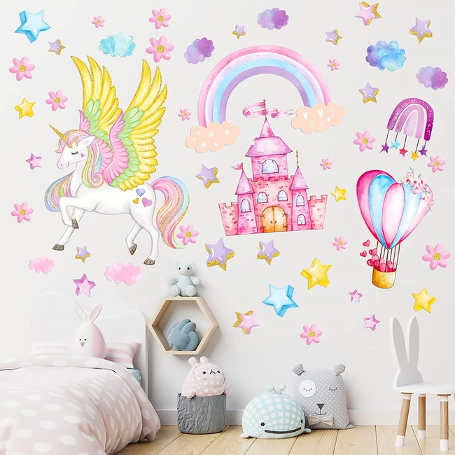 Unicorn Wallstickers For Baby Room 3 sheets Unicorn Castle