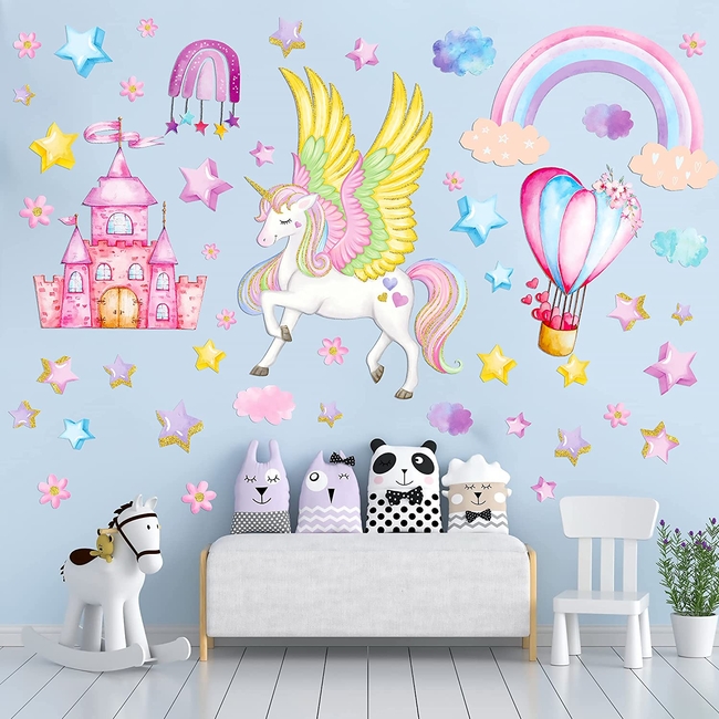 Unicorn Wallstickers For Baby Room 3 sheets Unicorn Castle