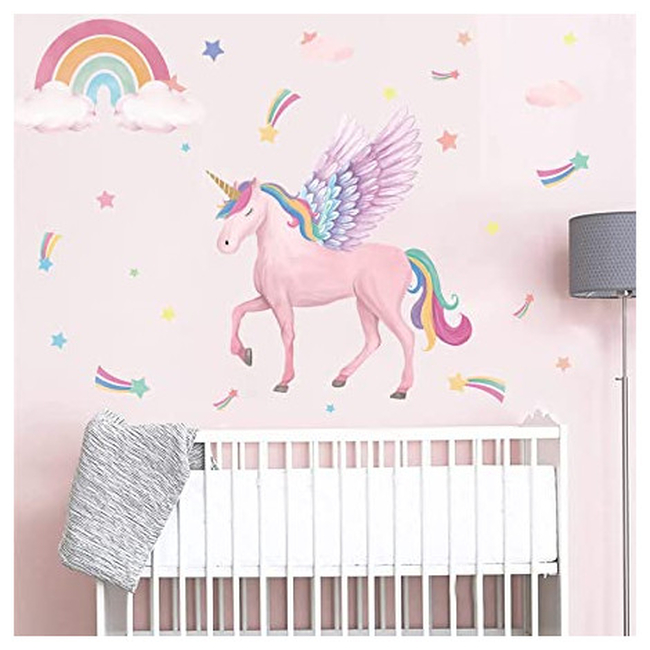 UNICORN Wall Stickers for Children's Room Unicorn with X001K9FJIB wings