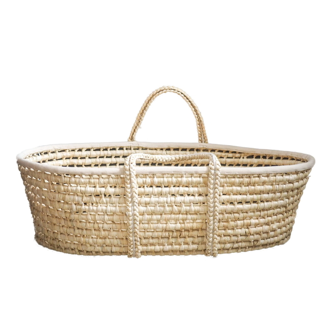 Hand-woven Baby Wicker Moses Basket for mattress 72x33cm Natural