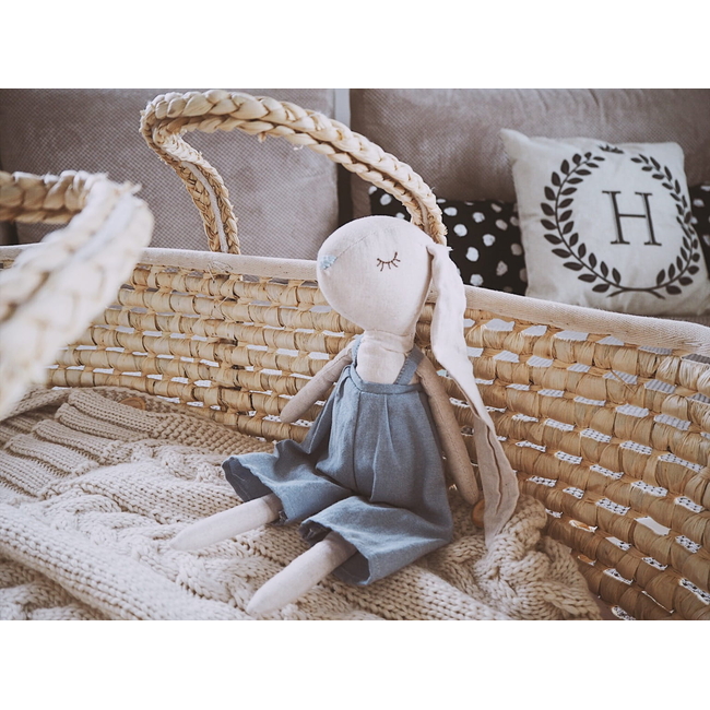 Hand-woven Baby Wicker Moses Basket for mattress 72x33cm Natural