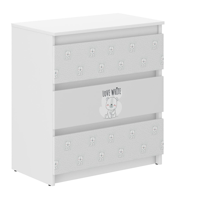 Children's Chest of Drawers R3 70x40x76cm White Bear