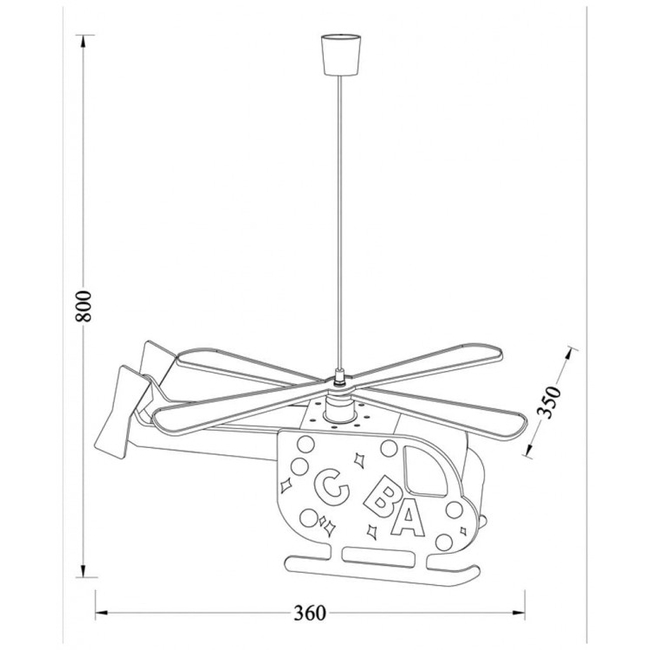 Wonderlamp Ceiling Light For Children's Room Helicopter W-A000122